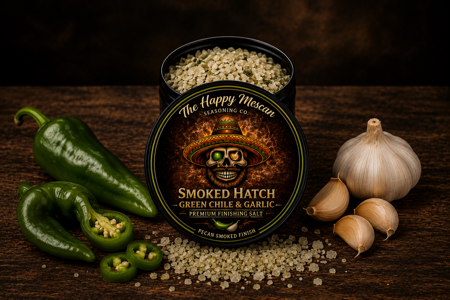 Smoked Hatch Green Chile & Garlic Finishing Salt
